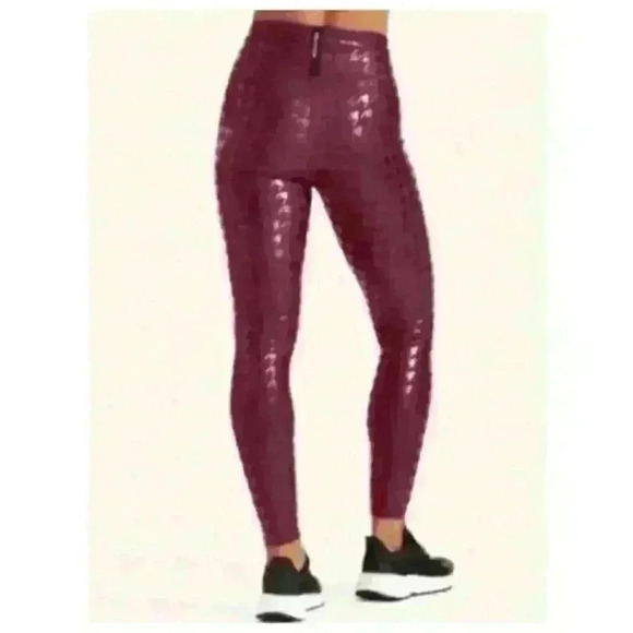 NWT Peloton Women's XS Show Up Houndstooth Leggings Purple Metallic High Rise - Picture 2 of 8